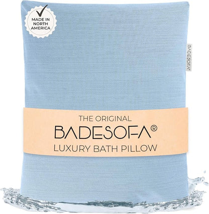 BADESOFA® Luxury Bathtub Pillow L - Large Bath Pillow for Therapeutic Neck and Back Support Quick-Drying - Washable Full Body Bath Tub Cushion - Luxury Spa Cushion in Blue