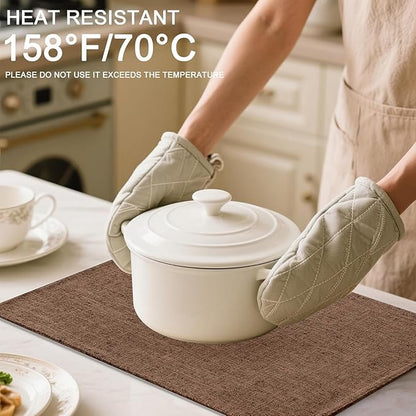 Homaxy Cloths Placemats for Dining Table Set of 4, Heat Resistant Washable Cotton Linen Blend Table Mats, Easy to Clean Place Mats for Indoor Outdoor Party Kitchen Decoration, 13" x 18", Brown