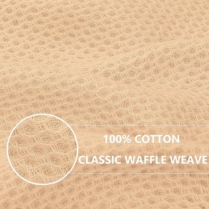 Homaxy 100% Cotton Waffle Weave Kitchen Dish Cloths, Ultra Soft Absorbent Quick Drying Dish Towels, 12 x 12 Inches, 24-Pack, Apricot