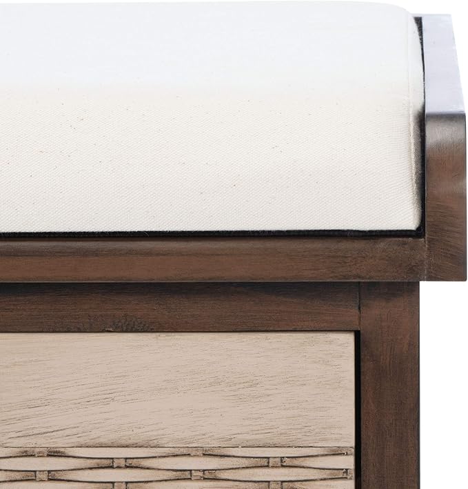 Safavieh Home Collection Landers Brown 2-Drawer/Cushion Storage Bench (Fully Assembled) BCH5702C