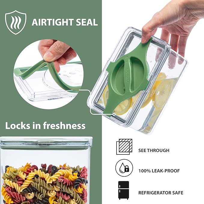 5-Pack SAN Pantry Storage Container Set, Leakproof Twist-Lock Lids, BPA-Free Stackable Canisters for Sugar, Flour, Pasta, Cereal & Snacks (0.8qt, 1.9qt ×2, 3qt, 4qt)