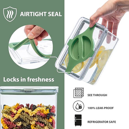 4-Pack Airtight Pantry Containers, 1.9 QT / 1.8 L Clear Food Storage Jars with Leakproof Twist-Lock Lids, Detachable Lid for Easy Cleaning, Cereal, Pasta, Rice, Oats, Snack Storage -Black