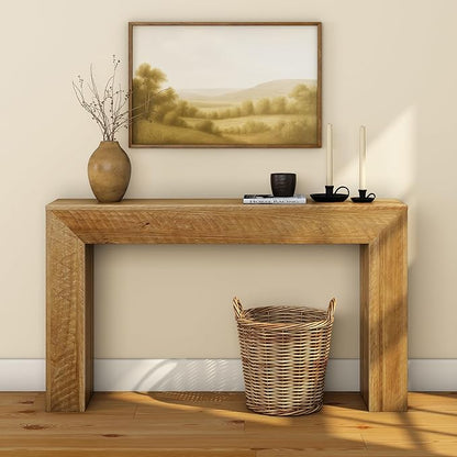 Plank+Beam 56 Inch Camden, Farmhouse Console Table - Solid Pine Wood, Easy Assembly for Living Room or Entryway, Rustic Honey