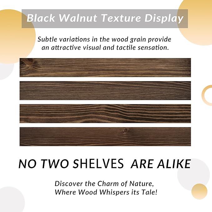 Rustic Floating Shelves 36 inch Long 8 inch deep Set of 2, Solid Wood Wall Shelves for Bedroom Living Room Kitchen,Book Shelf for Wall, Wall Mounted Shelves with Hidden Bracket- Walnut