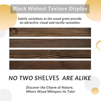 Rustic Floating Shelves 36 inch Long 8 inch deep Set of 2, Solid Wood Wall Shelves for Bedroom Living Room Kitchen,Book Shelf for Wall, Wall Mounted Shelves with Hidden Bracket- Walnut