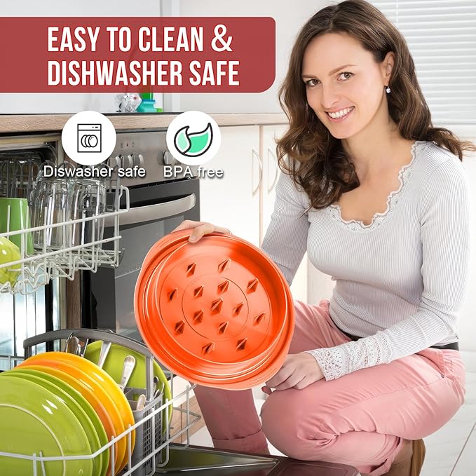 SoulLife Chicken Shredder Tool Twist 8 Inches, BPA free, Dishwasher safe, Meat Shredder, with Clear Lid, Ergonomic Handle, Strong Anti-slip, Easy To Clean, Suitable for Pork Beef Chicken (Orange)