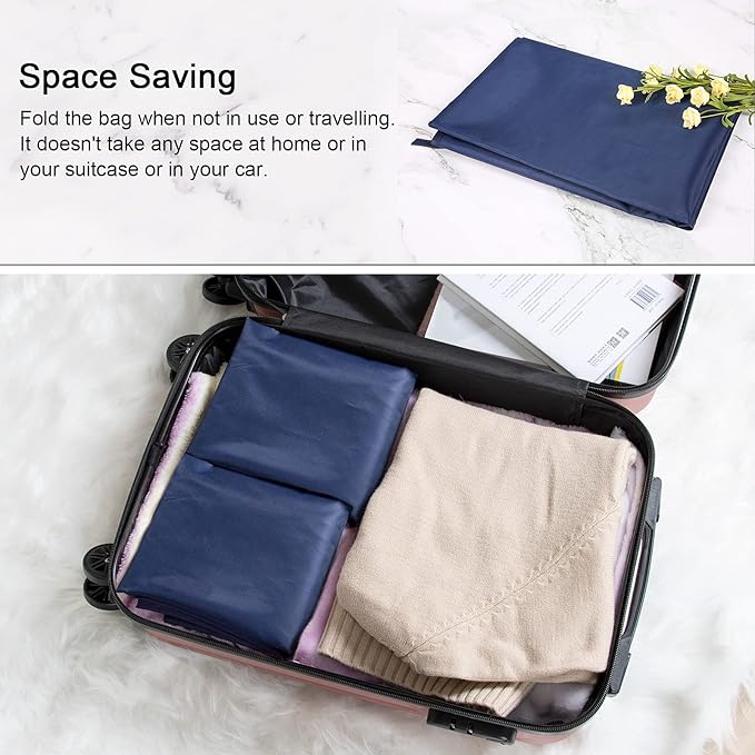 Polecasa 2 Pack Extra Heavy-Duty Laundry Bag 28x36”- Machine Washable Large Storage Bag with Reinforced Handles & Drawstring Closure & ID Tag for College Dorm Travel - Navy