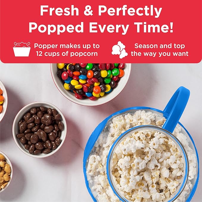 Ecolution Patented Micro-Pop Microwave Popcorn Popper with Temperature Safe Glass,3-in-1 Lid Measures Kernels and Melts Butter,Made Without BPA,Dishwasher Safe,3-Quart,Blue,(Pack of 4)