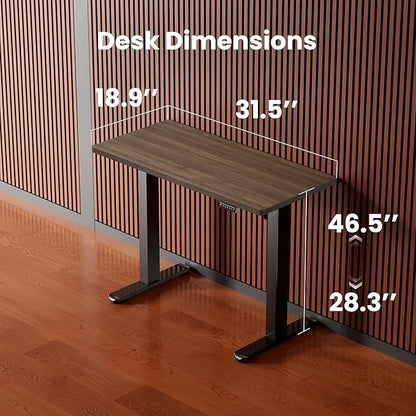 ErGear Height Adjustable Electric Standing Desk, 31.5 x 18.9 Inches Sit Stand up Desk, Memory Computer Home Office Desk with Two-Piece Desktop (Espresso)