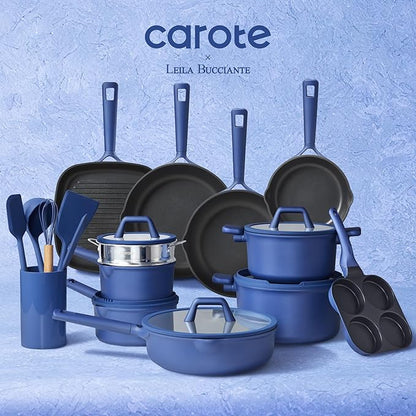 CAROTE 31PCS Pots and Pans Set, Nonstick Cookware Set Kitchen Non Stick Induction Titanium Cookware Non-toxic Granite Cooking set, PFOA Free
