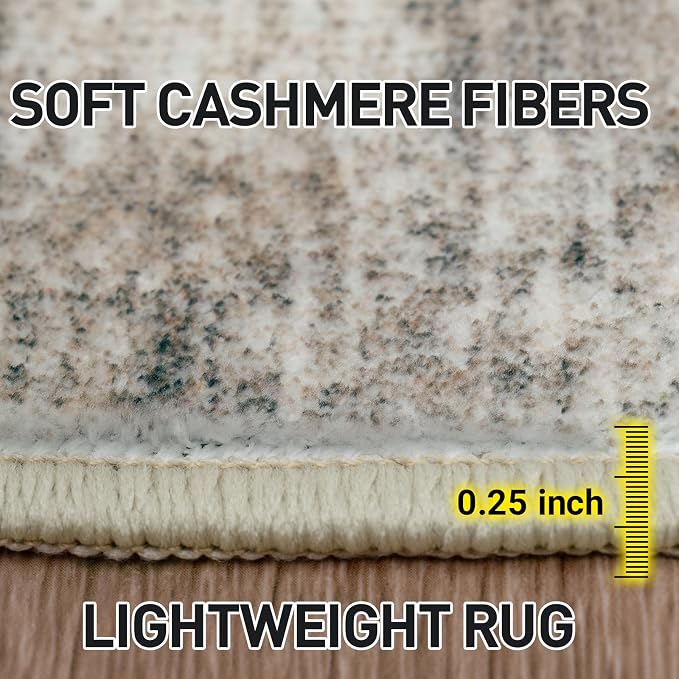 9x12 Area Rugs Washable Rug: Modern Abstract Living Room Rug Soft Anti-Skid Thin Carpet Indoor Floor Non-Shedding Carpets for Bedroom Dining Room Farmhouse Nursery Home Office Brown Black
