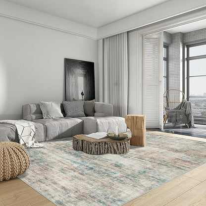 6x9 Area Rugs Washable Rug: Large Modern Abstract Living Room Rug Soft Anti-Skid Thin Carpet Indoor Floor Non-Shedding Carpets for Bedroom Dining Room Farmhouse Nursery Home Office Multi Color
