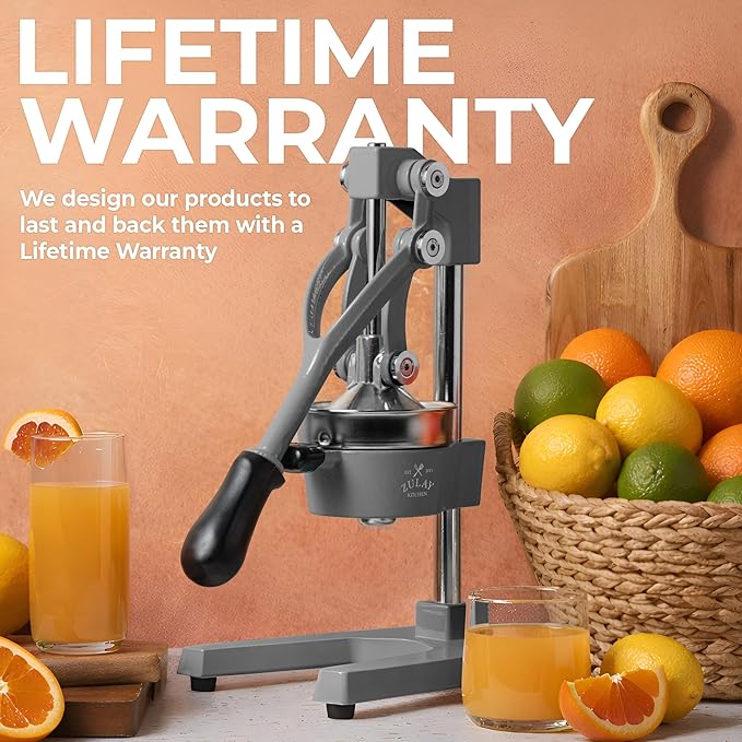 Zulay Kitchen Cast Iron Juicer - Heavy Duty Manual Juicer with Detachable Strainers for Easy Cleaning, Orange Juice Press for Citrus Fruits, Perfect for Bartenders, Juice Lovers & Health Enthusiasts