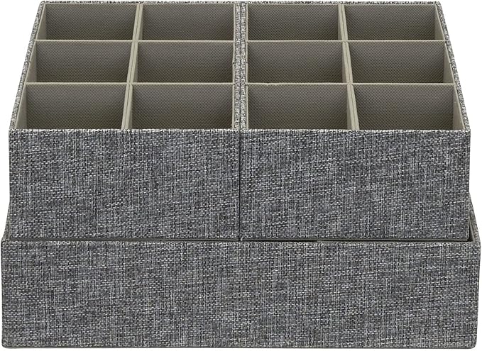 Household Essentials 3 Piece Drawer Organizers Starter Set, Customizable Inserts, Large Tray and 2 Small Trays, Graphite