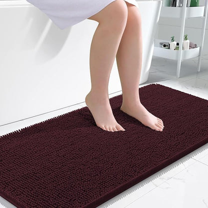 OLANLY Large Bathroom Rugs 45x27, Extra Soft Absorbent Chenille Bath Rugs, Rubber Backing Quick Dry, Machine Washable Bath Mats for Bathroom Floor, Tub and Shower, Home Decor Accessories, Black Cherry