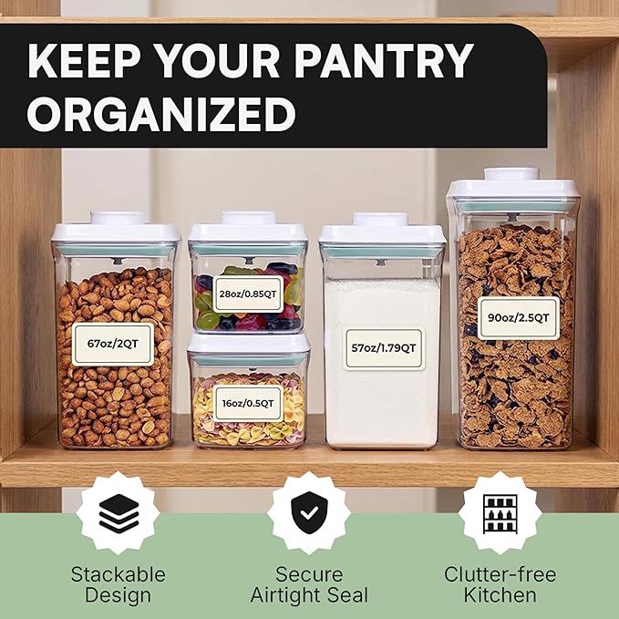 Bop Top | Airtight Meal Prep Containers with Lids | Food Storage Container Sets | Snack and Overnight Oats Fridge Organizer | Pantry and Kitchen Organization