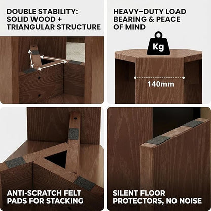 Single Solid Wood Nesting Coffee Table, Modern Modular End Table with Multiple Layouts, for Living Room Layout - Black - 12.2" L x 12.2" W x 16.7" H