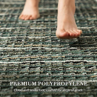 Kitchen Rugs Sets of 2-Non Slip Kitchen Mats for Floor-Thick Stain Resistant Vintage Kitchen Floor Mat Runner Carpet for Hallways Entryway Laundry Room Washable（Green 20"x47"+20"x47"）