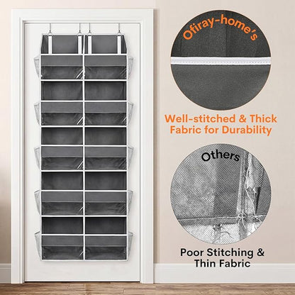 2 Pack Over the Door Organizer 5 Tiers, Extra Large Behind Door Storage of 10 Compartments, 80 lbs Weight Capacity Over Door Organizer, Door Hanging Organizer for Closet, Diaper Organizer,Room storage