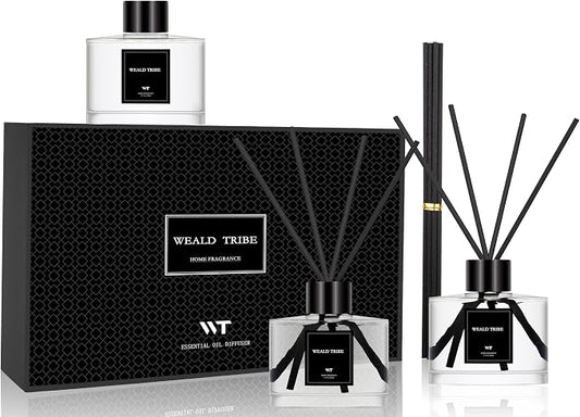 Reed Diffuser Set of 3 for Bathroom Air Fresheners, Oil Diffuser Sticks | Tuberose, Gardenia, Freesia Scent(1.7 fl oz Each Pack) Home Fragrance with 12 Stick Defusers | House Shelf Decor