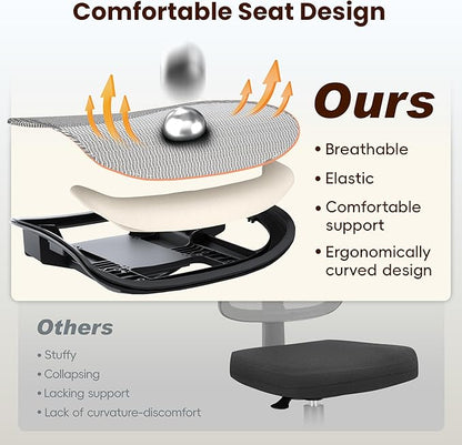 Ergonomic Office Chair, Mesh Computer Desk Chairs with Adjustable Lumbar Support, 3D Armrests, Tilt Function, Comfy Wide Seat, Swivel Executive Work Task Chair for Company and Home