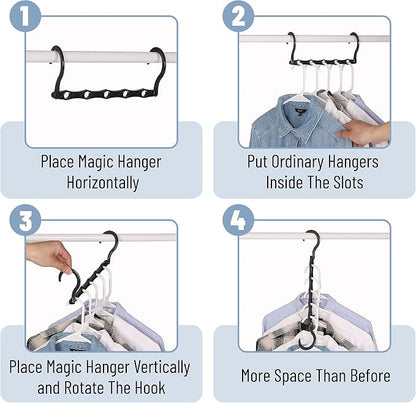Mr. Pen- Space Saving Hangers, 8 pcs, 360° Rotating Hooks, Magic Cascading Hanger Organizer with 5 Enclosed Slots, Closet Organizers and Storage for Clothes, College Dorm Room Essentials