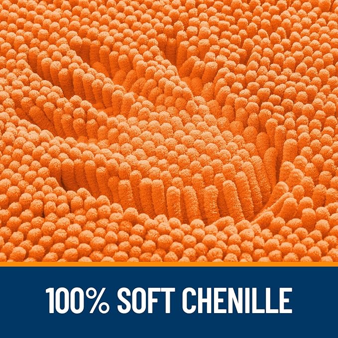 OLANLY Small Bathroom Rugs 24x16, Extra Soft Absorbent Chenille Bath Rugs, Rubber Backing Quick Dry, Machine Washable Bath Mats for Bathroom Floor, Tub and Shower, Home Decor Accessories, Orange