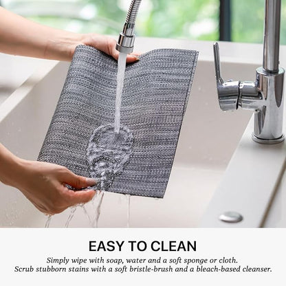 LEXMORE PlaceMats Set of 12 Vinyl/Plastic Woven Place Mats for Kitchen Table Indoor/Outdoor Washable PlaceMat Wipeable Dining Table Mats(Dark Gray)