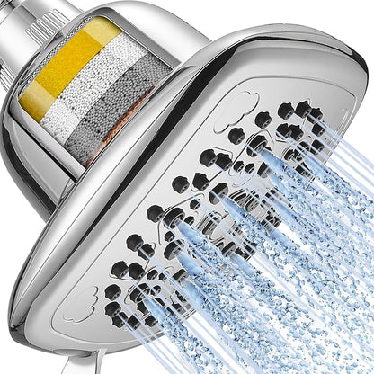 Cobbe Filtered Shower Head, 7 Modes High Pressure Shower Heads - 16 Stage Shower Head Filter for Hard Water for Remove Chlorine and Harmful Substances (Luxury Polished Chrome, 6 Inch Square)