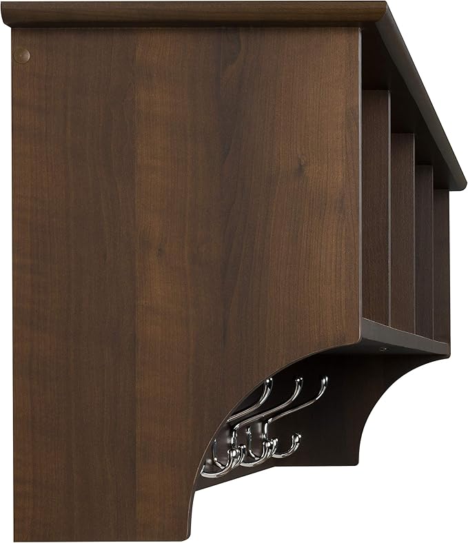 Prepac 60" Contemporary Wall Mounted Coat Rack, Coat Hooks Wall Mount with 4 Shelves, Ideal for Hallway or Entryway Hanging Solution, 11.5"D x 60"W x 16.5"H, Espresso