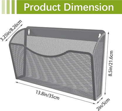EasyPAG Wall File Organizer 3 Pack, Hanging File Organizer Wall Mount, Metal Mesh Folder Holder for Letter/A4 Papers, Mail Sorter for Office, Classroom, Home, Silver