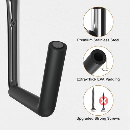 niffgaff Heavy Duty Garage Storage Hooks - 120 LB Capacity Wall Mounted Rack for Kayaks, Ladders, and Bikes