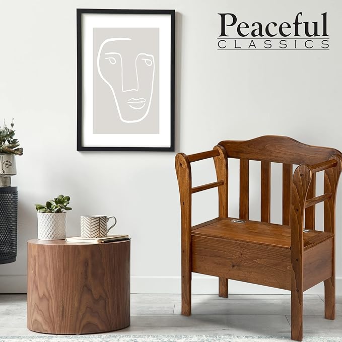 Peaceful Classics Bench with Storage - Small Wooden Storage Bench for Entryway, Hallway, Mudroom, Farmhouse, Bedroom, & Living Room, Amish Handmade Furniture Storage Organizer, Cherry
