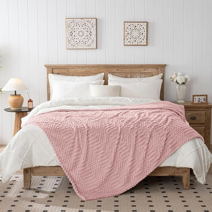 50x70 Inch Pink Throw Blanket - Soft & Fluffy Fleece, Cute & Aesthetic, Perfect for Sofa, Couch, Chair, Bed, Living Room & Bedroom, All-Season Use, Plush & Cozy Decorative Blanket