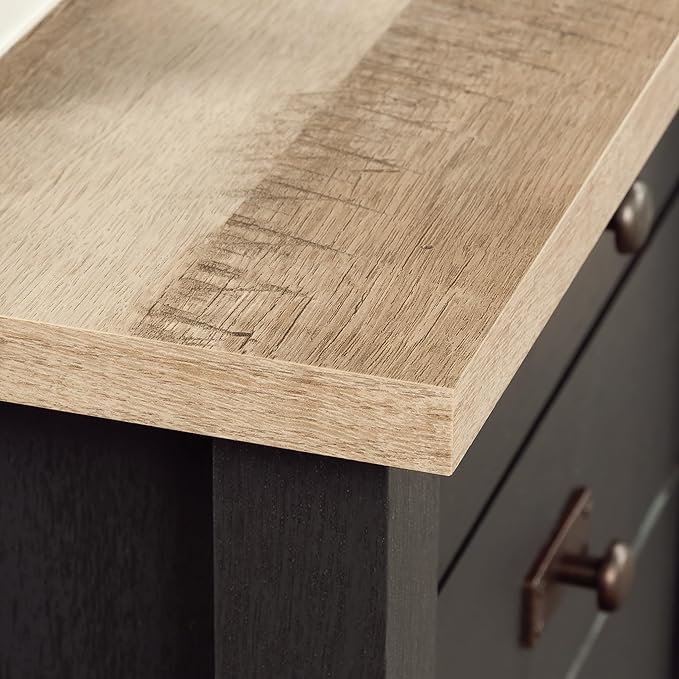 Sauder Cottage Road L Shaped Desk Computer Desk with Drawers, Home Office Desk with Optional File Cabinet Storage, Cable Management, in Raven Oak Finish