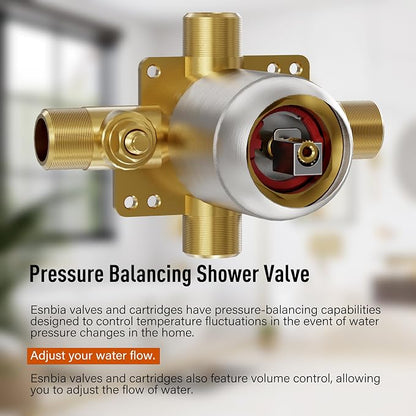 Esnbia Shower Tub Kit, Tub and Shower Faucet Set（Valve Included) with 6-Inch Rain Shower Head and Tub Spout, Single-Handle Tub and Shower Trim Kit,Brushed Nickel