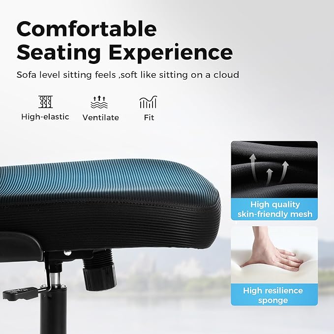 MAISON ARTS Office Chair, Ergonomic Desk Chair with Height Adjustable Lumbar Support, Mesh Design, Flip-up Armrests, Rocking Backrest, Executive Rolling Swivel Comfortable Task Chair for Home Office