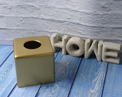 Hymmah Matte Gold Square Tissue Box Cover Holder,Bathroom Accessories Decor Unique Design Tissue Box Cover for Bathroom Vanity Counter Tops for Bedrooms and Living Room