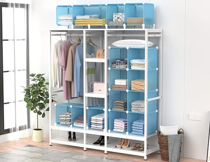 HOMIDEC Closet Organizers and Storage, 9 Cube Storage Organizer, Blue | Portable Closet Organizer Storage Cubes Shelves for Bedroom, Kids Room, Bathroom, Wardrobe