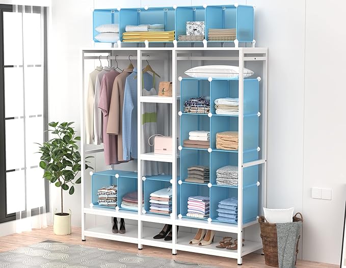 HOMIDEC Cube Storage Organizer 16-Cube Closet Organizer, Portable Closet Organizer Cubes Shelves for Clothes, Bedroom, Wardrobe, Kids Room, Bookshelf for Kids