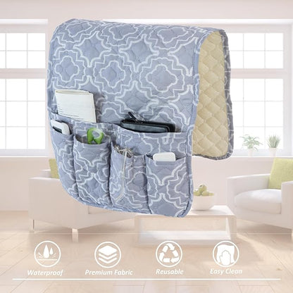 Armchair Caddy for Couch Remote Control Holder Premium Durable Non-slip Sofa Armset Organizer Caddy Storage for Recliner Couch 5 Pocket for Cell Phone Magazine 35"x13" Floral 1 Piece