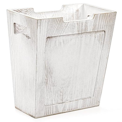 TOPZEA Wood Trash Can, Farmhouse Wastebasket with Handle Rustic Wooden Waste Basket Rectangular Small Decorative Garbage Container Trash Bin for Bathroom, Kitchen, Bedroom, Office, Living Room Decor