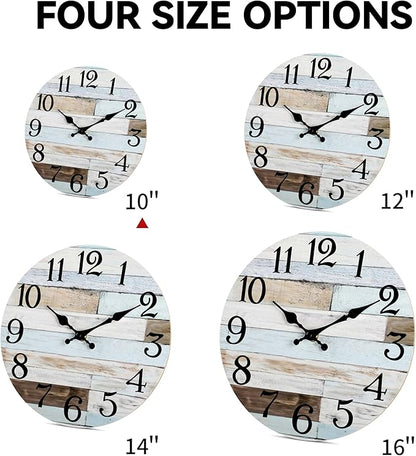 KECYET Wall Clock Battery Operated 10 Inch Silent Non-Ticking Coastal Country Style Decorative for Living Room, Kitchen, Home,Bathroom, Bedroom, Laundry Room