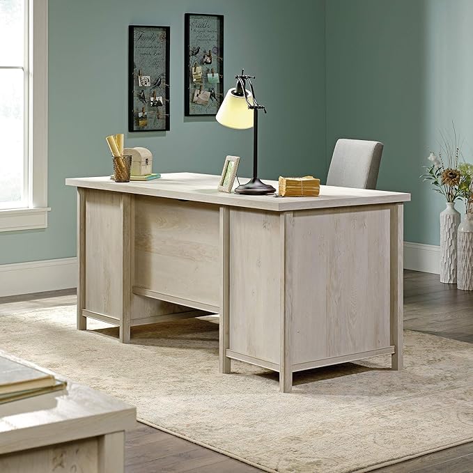 Sauder Costa Office Desk with Drawers, Executive Desk with File Drawer Storage, in Chalked Chestnut