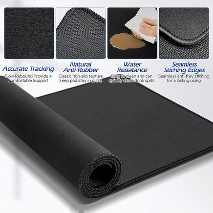 Gimars 4 in 1 Mouse Pad and Keyboard Wrist Rest Set, Large Mouse Pad with Memory Foam Wrist Support Pad for Desk with Coaster, Easy Typing Pain Relief, Gaming Office Home, 31.5x12 inch, Black