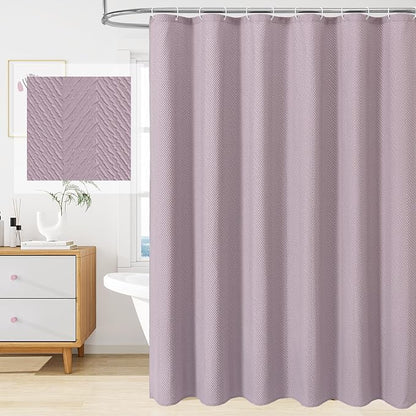 Gibelle Lavender Purple Shower Curtain for Bathroom, 3D Embossed Textured Fabric Shower Curtain, Modern Farmhouse Chic Soft Cloth Shower Curtain Set with Hooks, 72x72