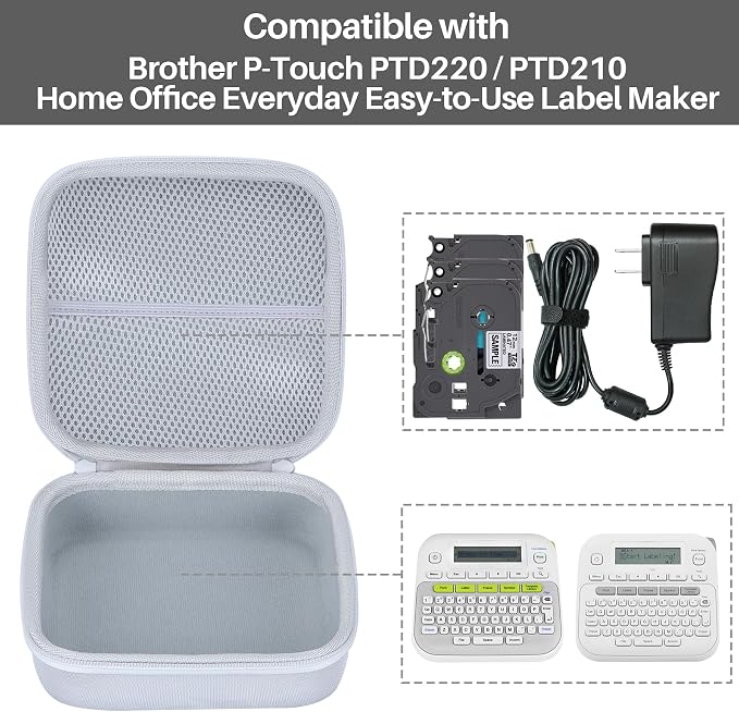 Lebakort Storage Case Compatible with Brother P-Touch PTD220 / PTD210 Home Office Everyday Easy-to-Use Label Maker