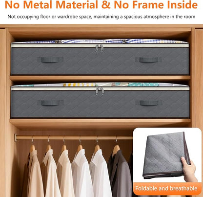 90L Under Bed Storage Containers,2-Pack Closet Organizers and Storage Bins,for Organization and Storage Clothes, Shoes, Blankets & Pillows,Visible Transparent Top Storage Bins with Lids, Grey