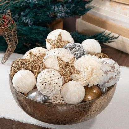 ANDALUCA Large Decorative Vase Filler Bag with Orbs, Balls (Golden Silver)