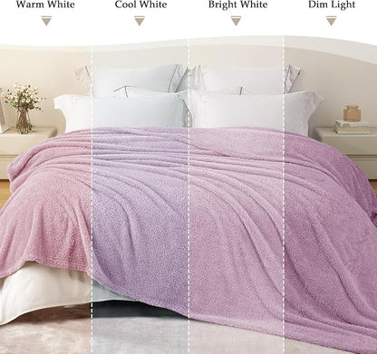 Exclusivo Mezcla Fleece Bed Blankets Queen Size, Ultra Soft, Lightweight and Fuzzy Light Purple Blanket for Women, Home Decor, 90x90 Inches